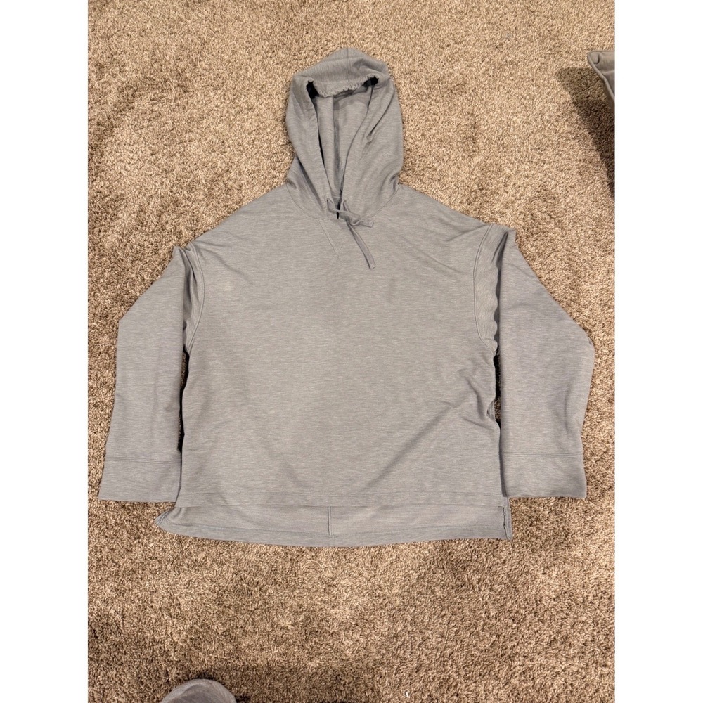 Nike Womens Heathered Grey Pullover Hoodie Swoosh Logo Sweatshirt Size Small
